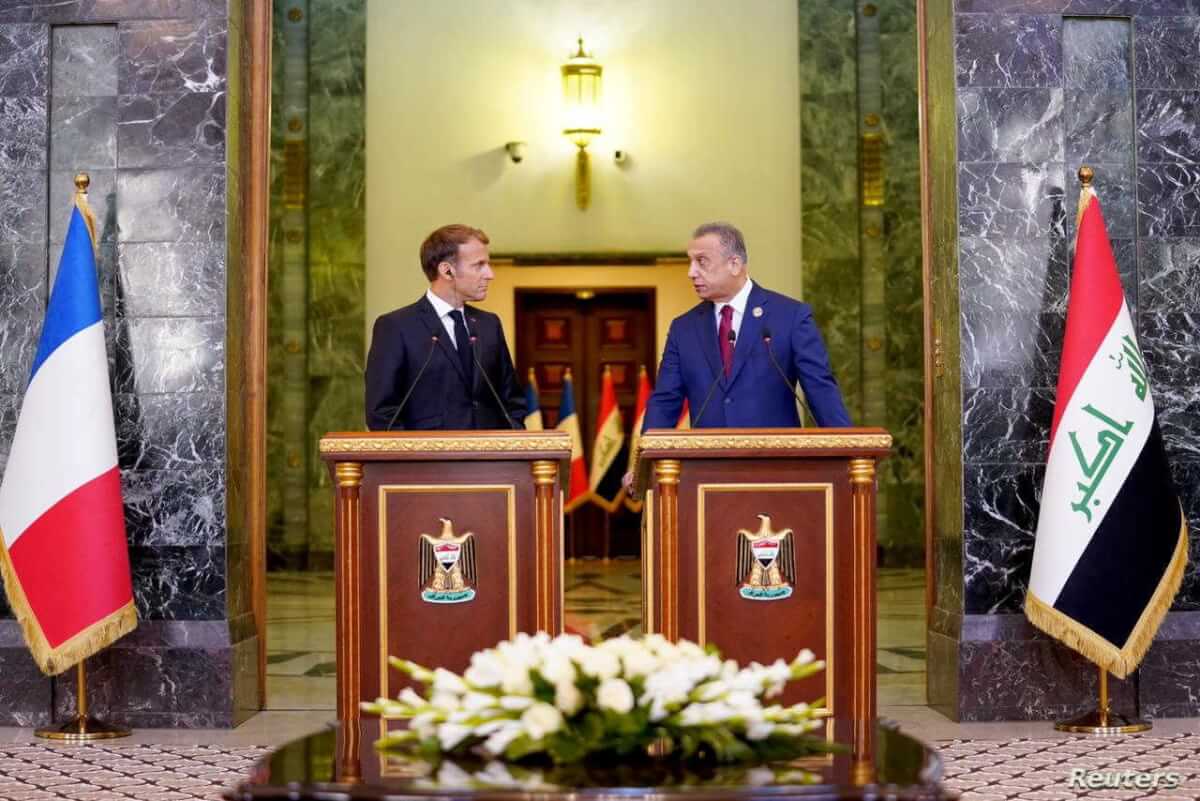 MUSTAFA-AL-KADHEMI-EMMANUEL-MACRON-BAGHDAD-SUMMIT-IRAQ-ELECTION-STABILITY-CONFLICT
