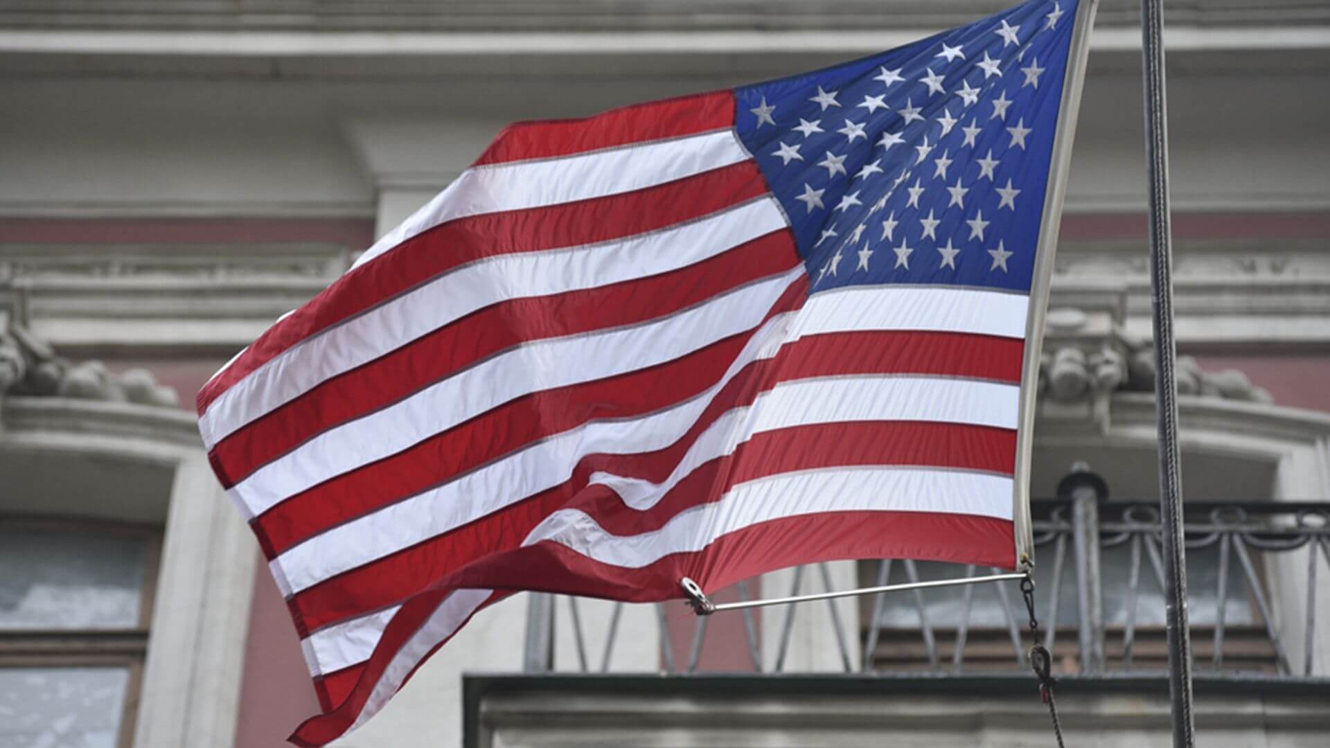 American flags froze in Michigan due to a powerful storm