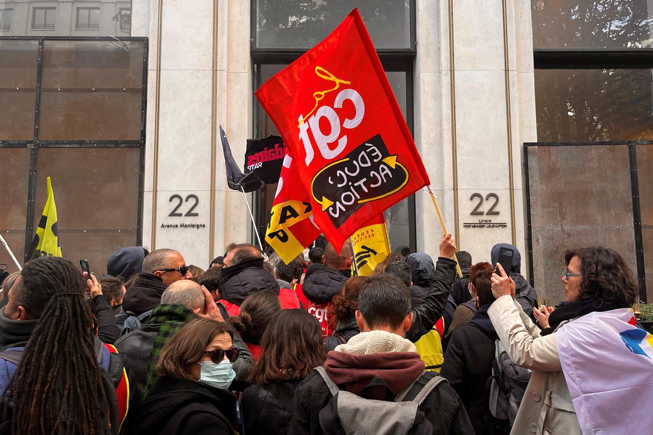 Protesters seized the headquarters of the LVMH group of companies in Paris