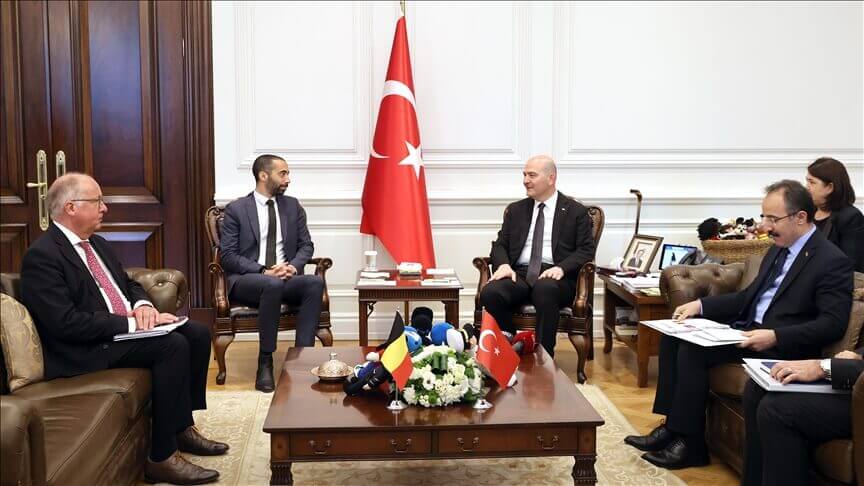 Turkish Interior Minister Suleyman Soylu and Belgian Minister of State for Migration and Asylum, Sammy Mahdi meeting in Ankara regarding migrant crisis and Asylum in Europe and Turkey suleyman-soylu-Sammy-Mahdi-belgium-turkey-europe-asylum-migrant-crisis