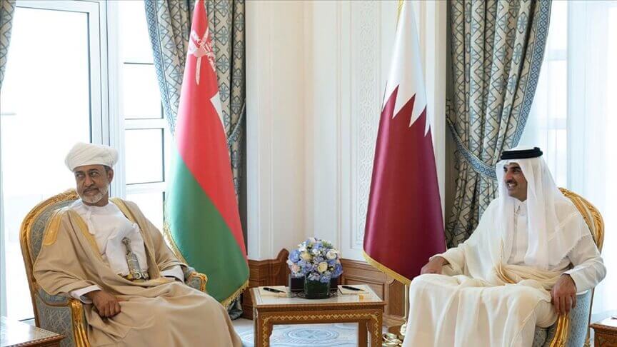 Sultan of Oman Haitham bin Tarik, accompanied by the Emir of Qatar, Sheikh Tamim bin Hamad Al Thani