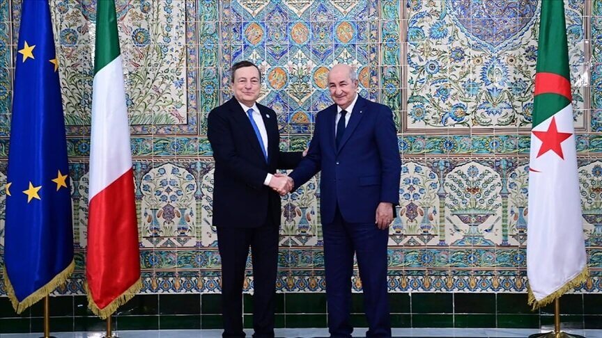Italian Prime Minister Draghi arrived in Algeria on an official one-day visit, where he was received at Houari Boumediene International Airport by his Algerian counterpart Ayman Ben Abdel Rahman.