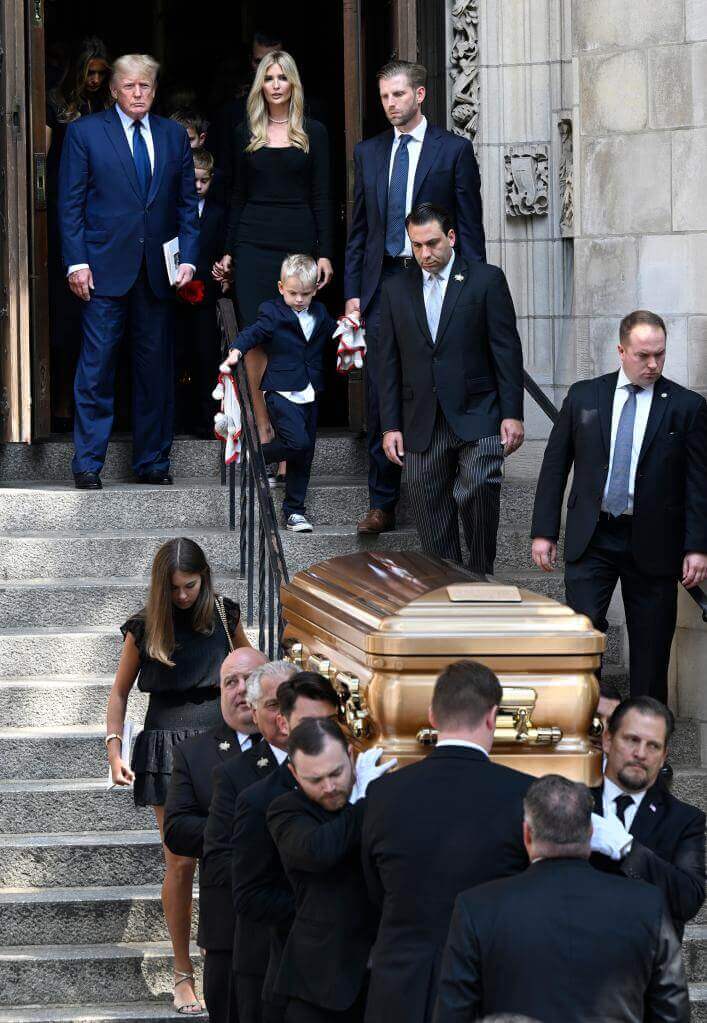 The Trump family leaving the funeral of Ivana Trump
