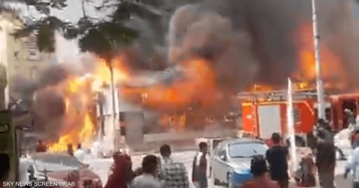 In the video, a huge fire devoured dozens of shops in Egypt